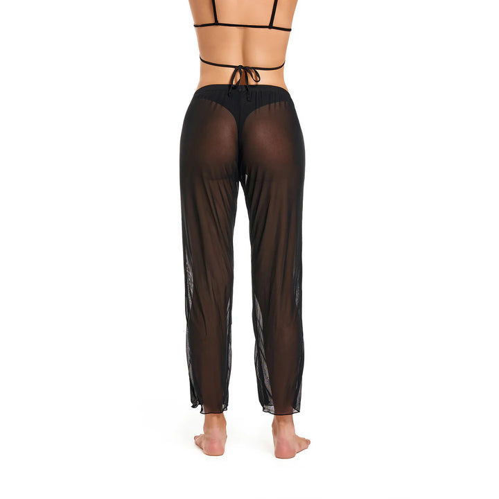 Women's Beach Long Pants See Through Swimsuit Cover Up Mesh Beachwear (No Top and Brief) - Qikini