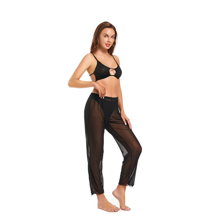 Women's Beach Long Pants See Through Swimsuit Cover Up Mesh Beachwear (No Top and Brief) - Qikini