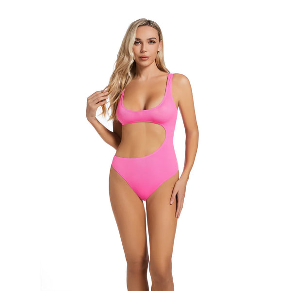 Tan Through Le Morne One Piece Swimsuit Bikini Set for Ladies in Pink - Qikini