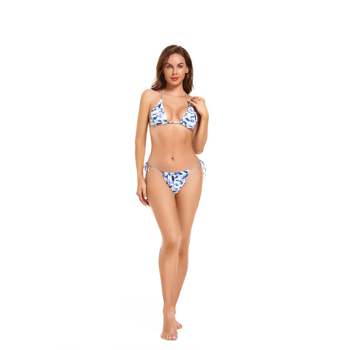 Sexy Tan-through Swimwear Two Piece G-string Thong Leopard Print Bikini Set - Qikini