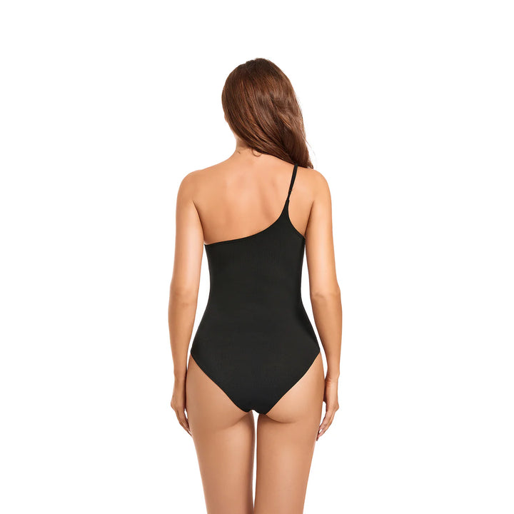 Black Tan Through Tube One-Piece Swimsuit For Women - Qikini