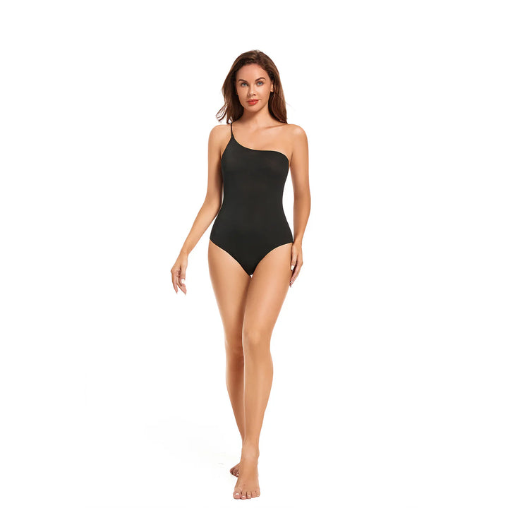 Black Tan Through Tube One-Piece Swimsuit For Women - Qikini