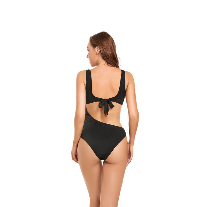 One-Piece Tan Through Cut Out Bikini Set Swimsuit for Women - Qikini